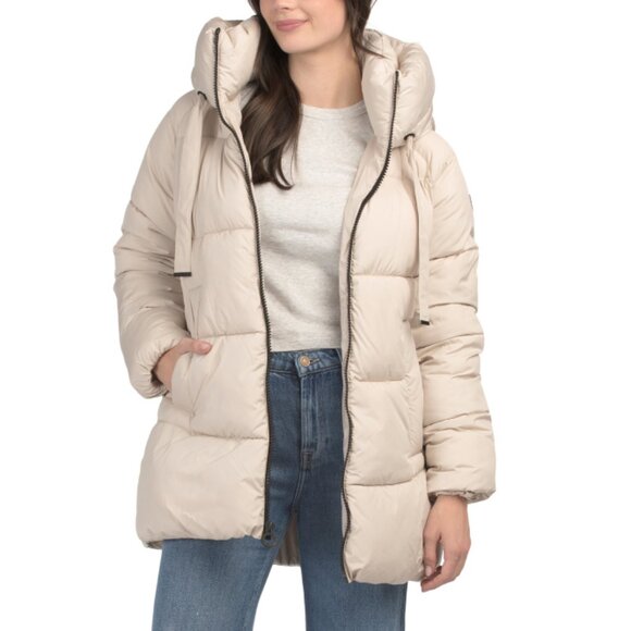 BCBG Oatmeal Zip Front Cloud Puffer - Picture 1 of 2